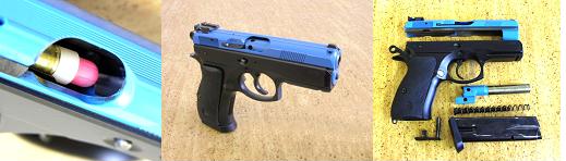 Modifikovan pistole CZ 75 s adaptrem pro st?elbu nboji Simunition